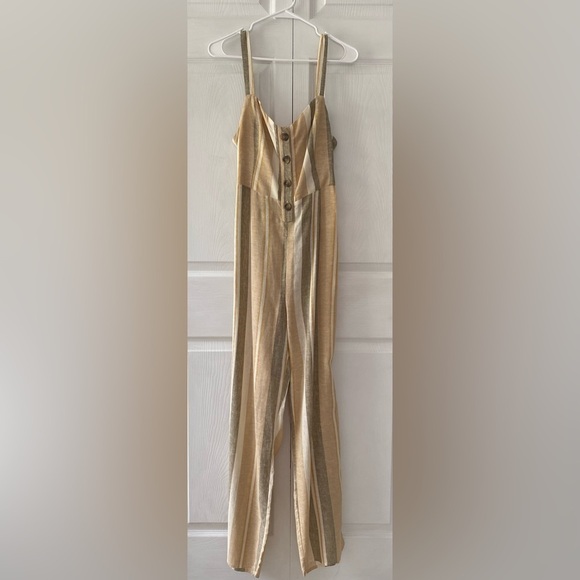 NWT Romeo+ Juliet Linen Blend Tie Back Striped Wide Leg Jumpsuit Size M - Picture 10 of 14
